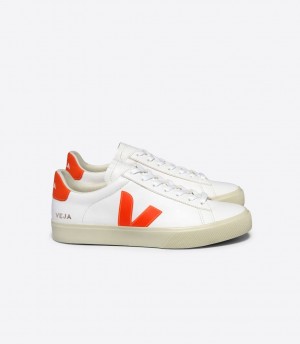 VEJA CAMPO LEATHER WHITE ORANGE FLUO | VJ24493