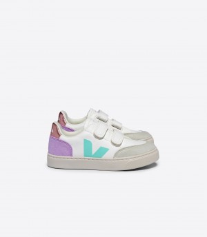 VEJA V-12 LEATHER WHITE MULTICO ORCHID | VJ24886