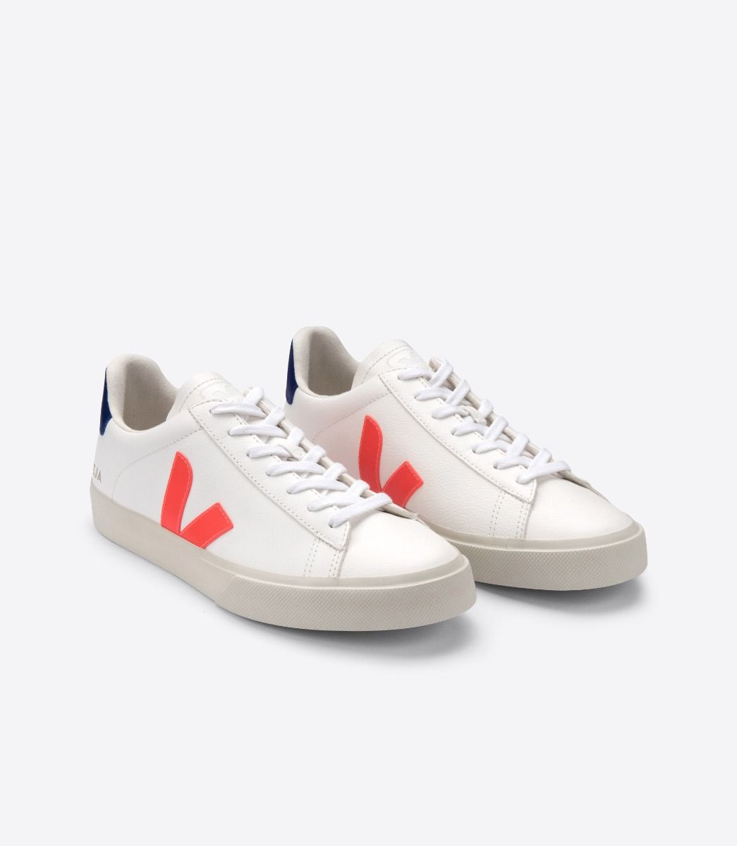 VEJA CAMPO LEATHER WHITE COBALT ORANGE FLUO | VJ24195