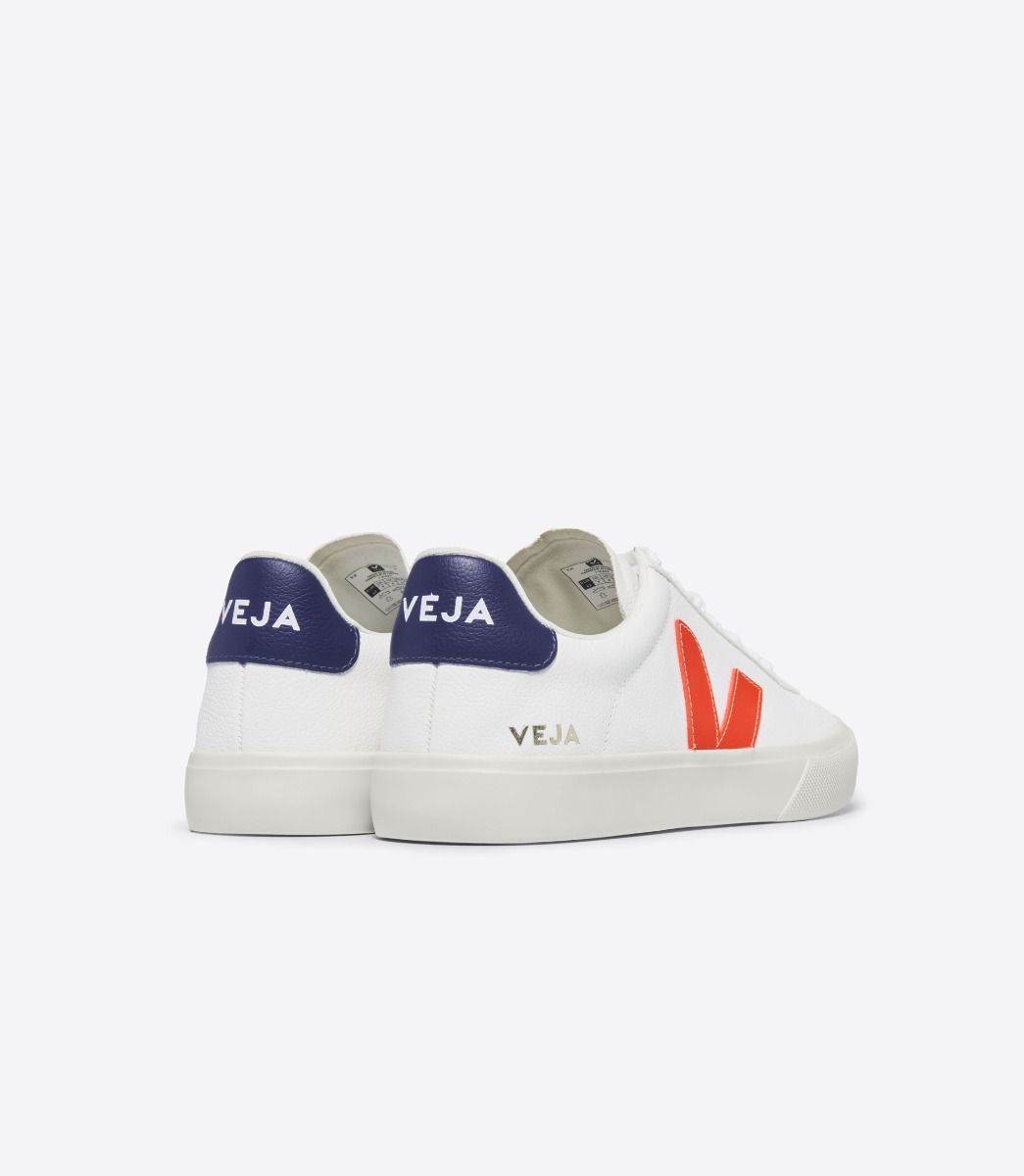 VEJA CAMPO LEATHER WHITE COBALT ORANGE FLUO | VJ24195