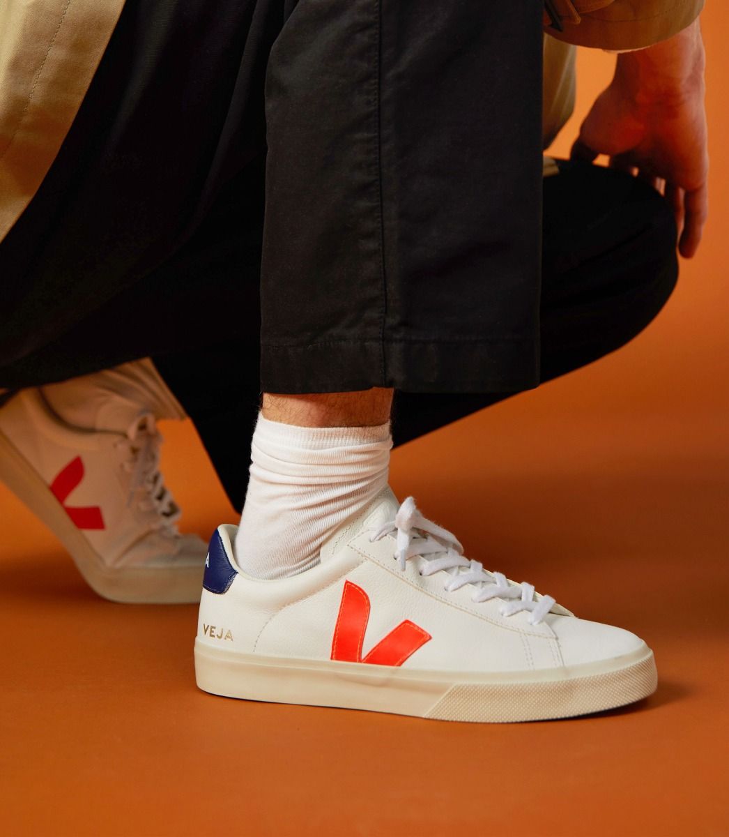 VEJA CAMPO LEATHER WHITE COBALT ORANGE FLUO | VJ24195