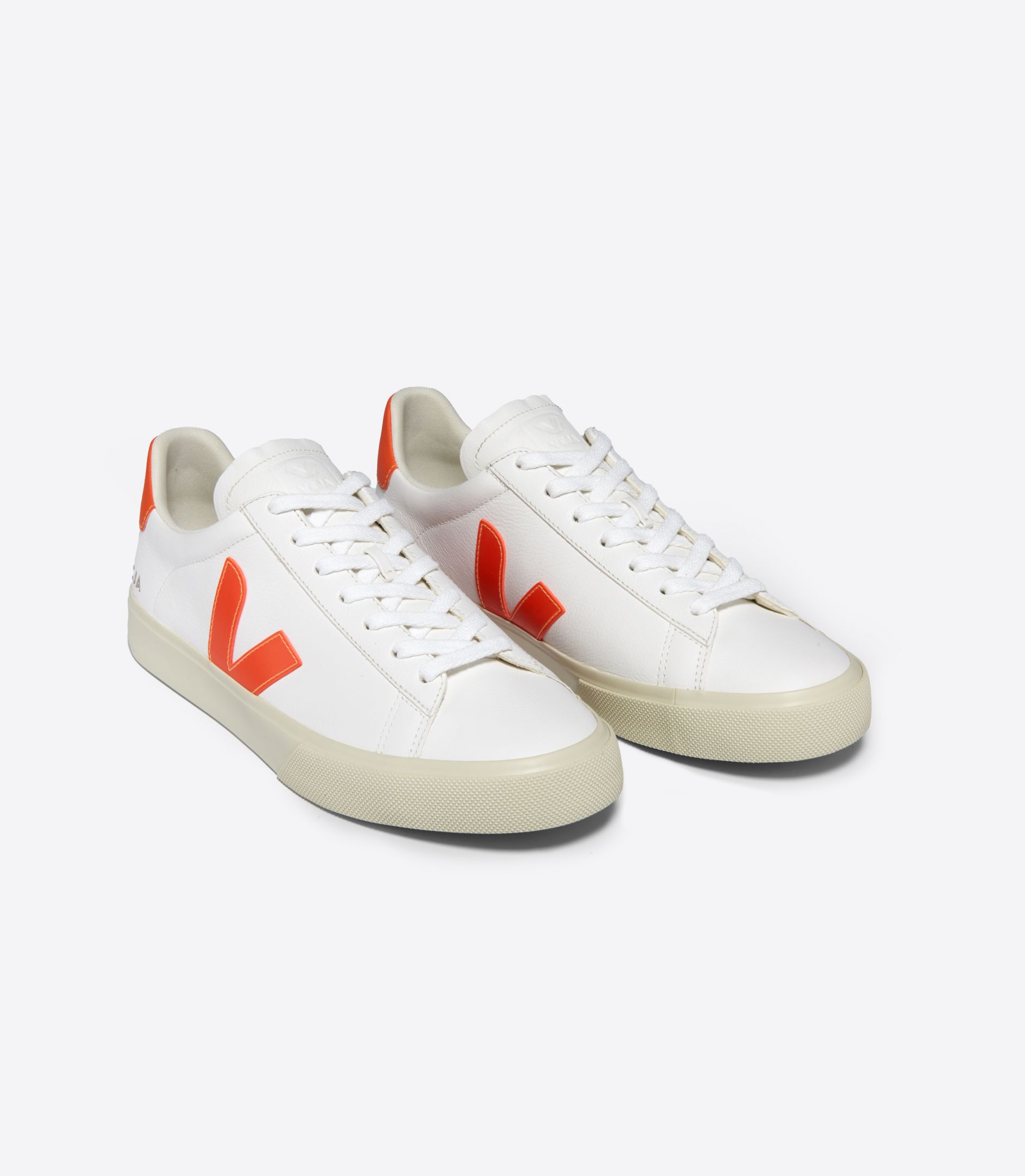 VEJA CAMPO LEATHER WHITE ORANGE FLUO | VJ24493