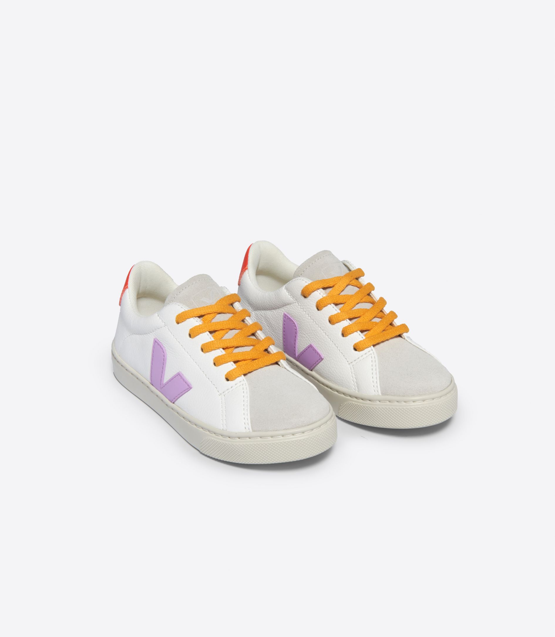 VEJA ESPLAR LACES LEATHER WHITE ORCHID ORANGE FLUO | VJ24847