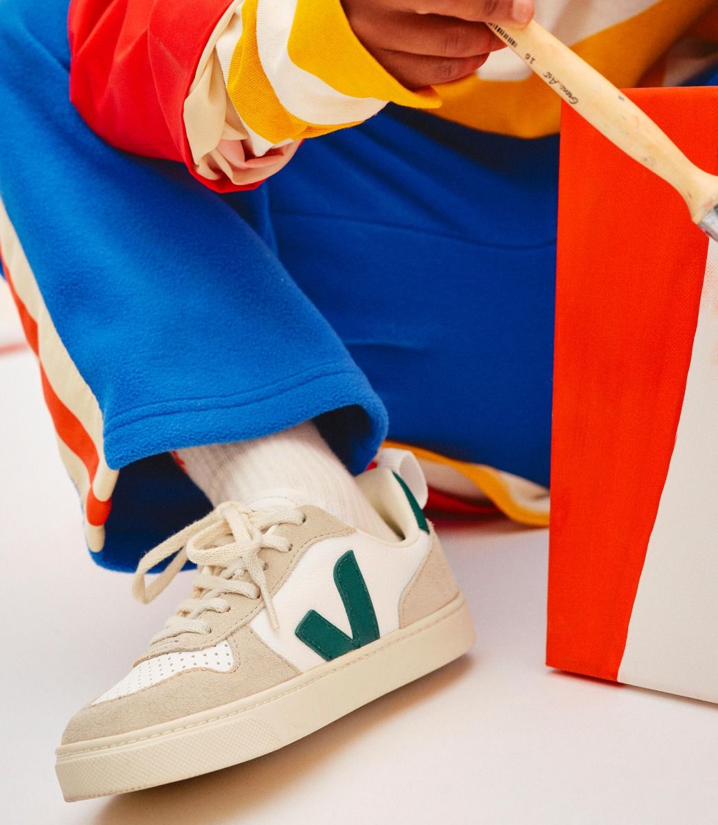 VEJA V-10 LACES LEATHER WHITE BRITTANY ALMOND | VJ24808