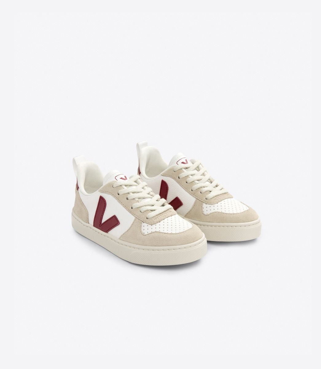 VEJA V-10 LACES LEATHER WHITE MARSALA ALMOND | VJ24807