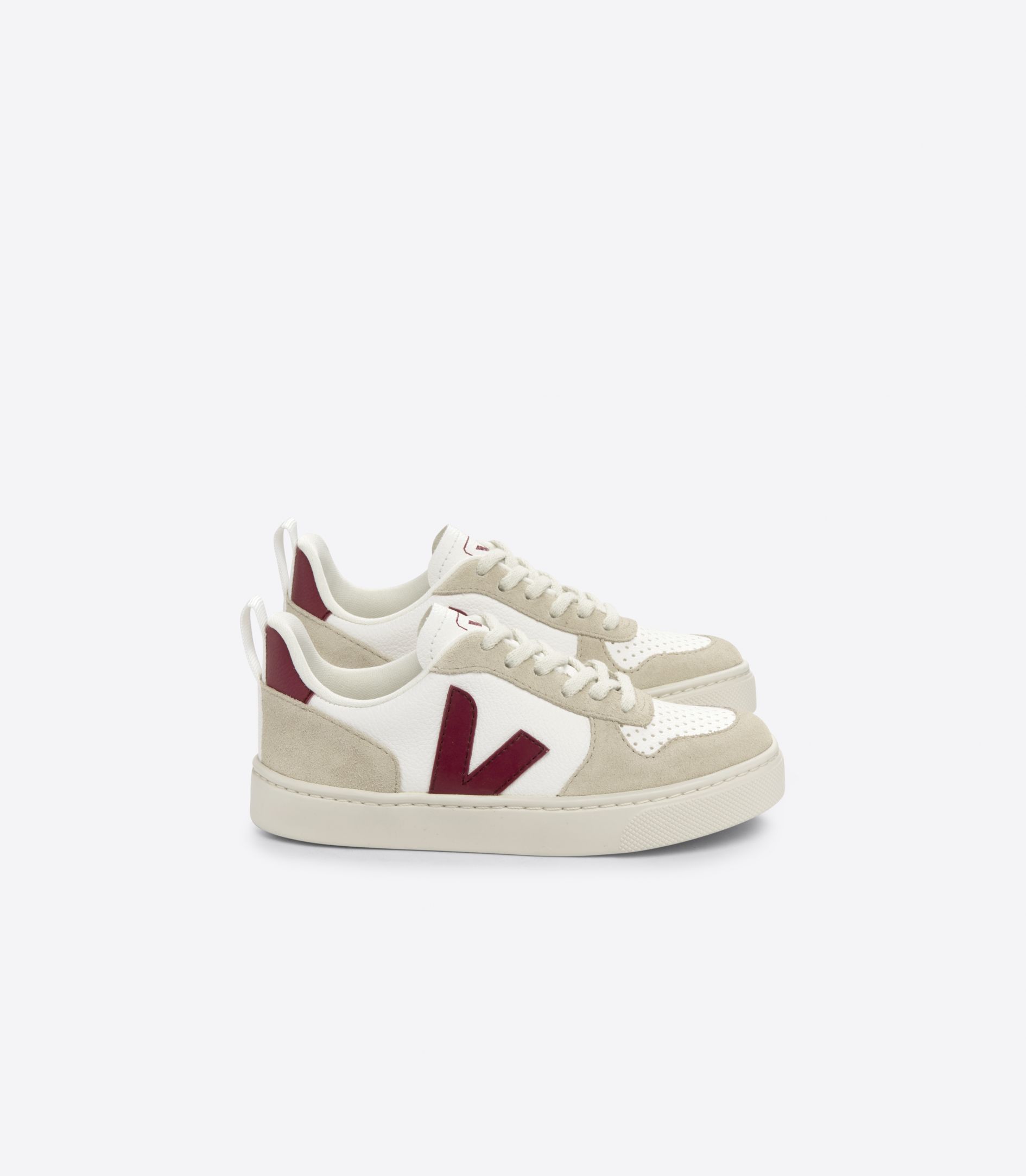 VEJA V-10 LACES LEATHER WHITE MARSALA ALMOND | VJ24807