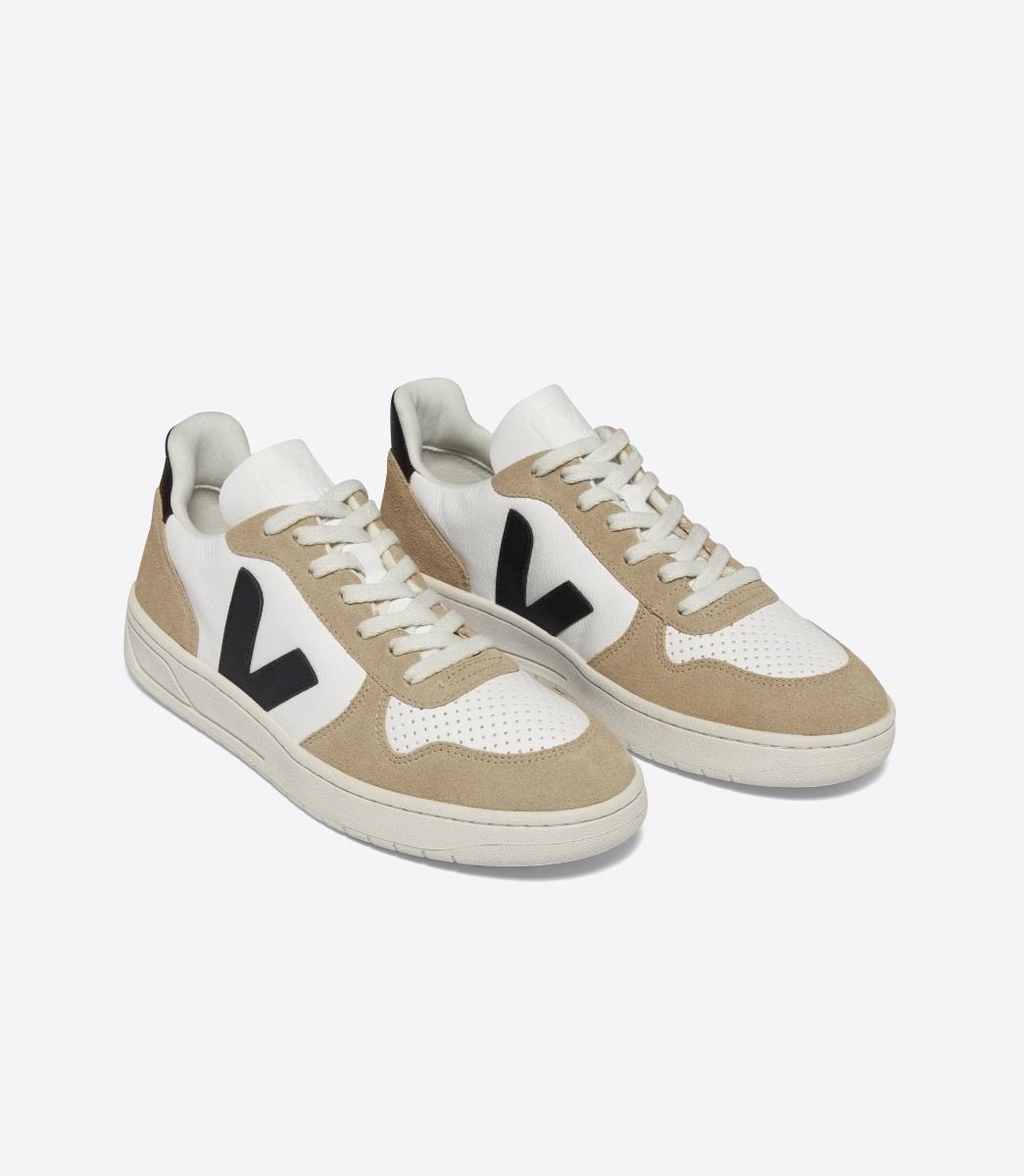 VEJA V-10 LEATHER WHITE BLACK SAHARA | VJ24551