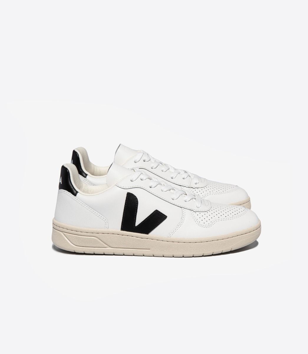 VEJA V-10 LEATHER WHITE BLACK | VJ24214