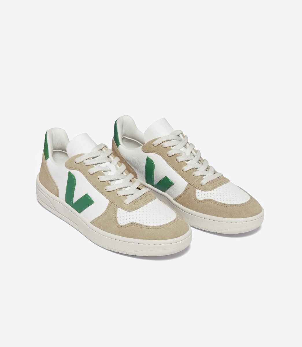 VEJA V-10 LEATHER WHITE EMERAUDE SAHARA | VJ24235