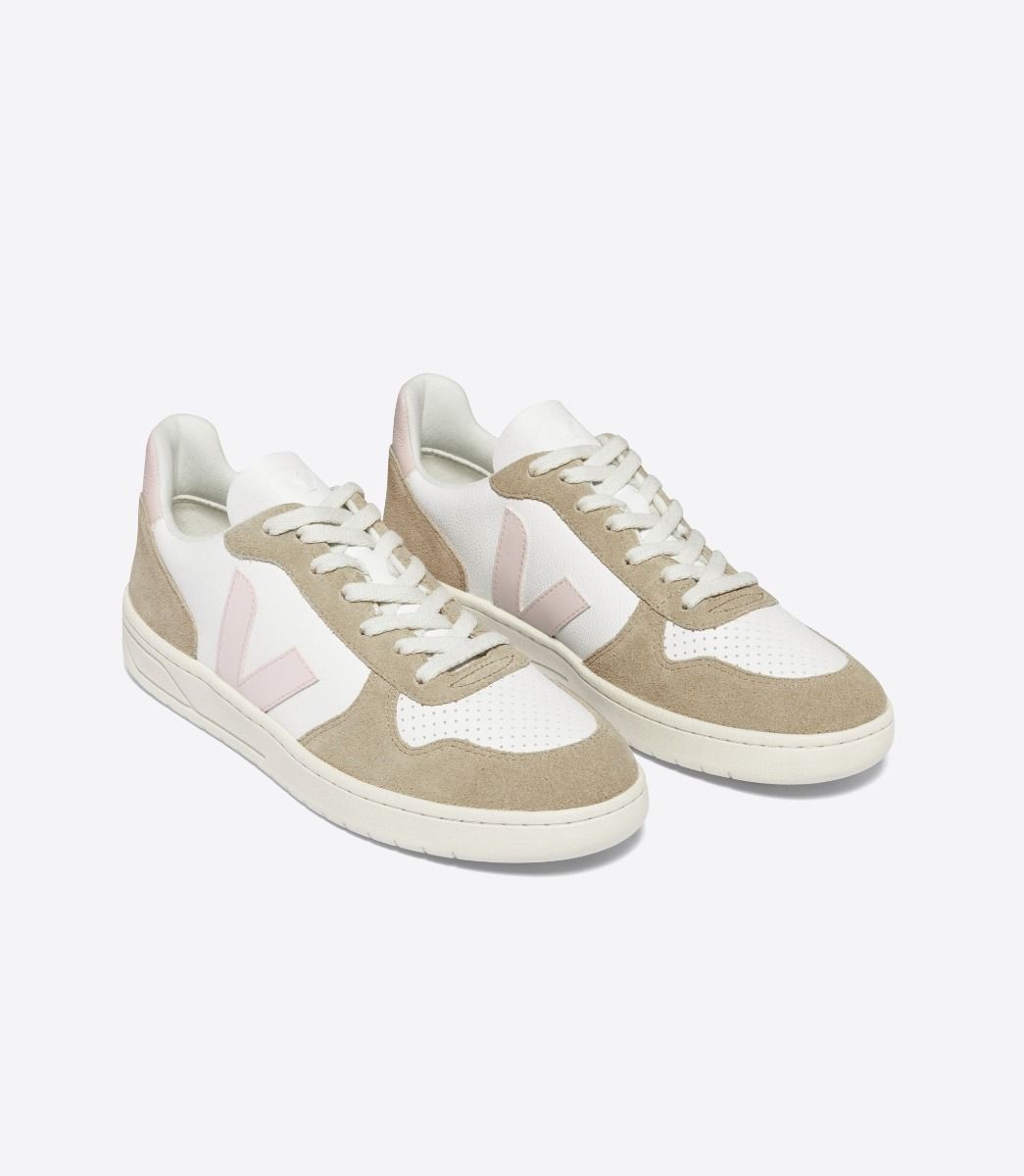 VEJA V-10 LEATHER WHITE PETALE SAHARA | VJ24530