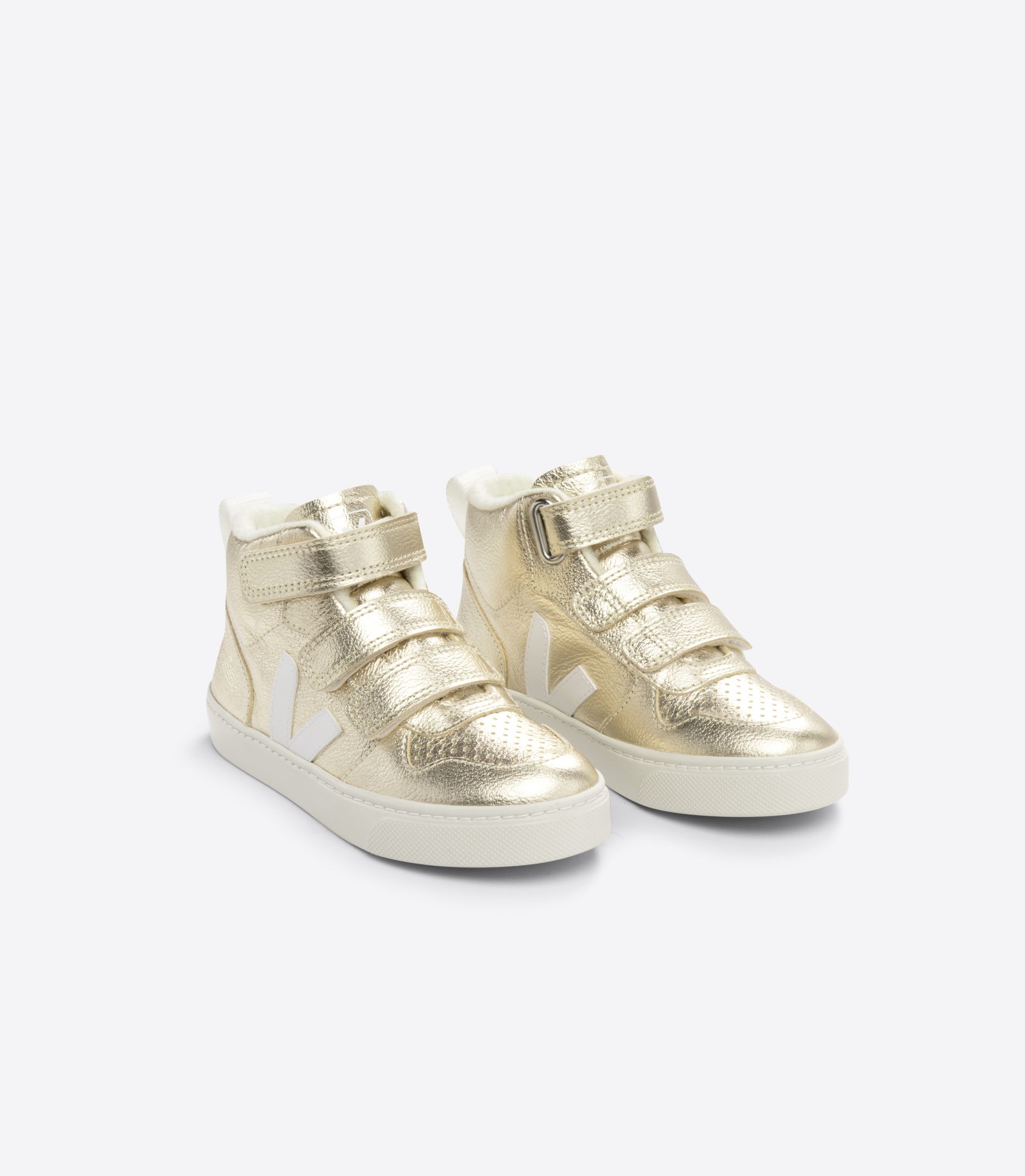 VEJA V-10 MID FURED LEATHER PLATINE | VJ24891