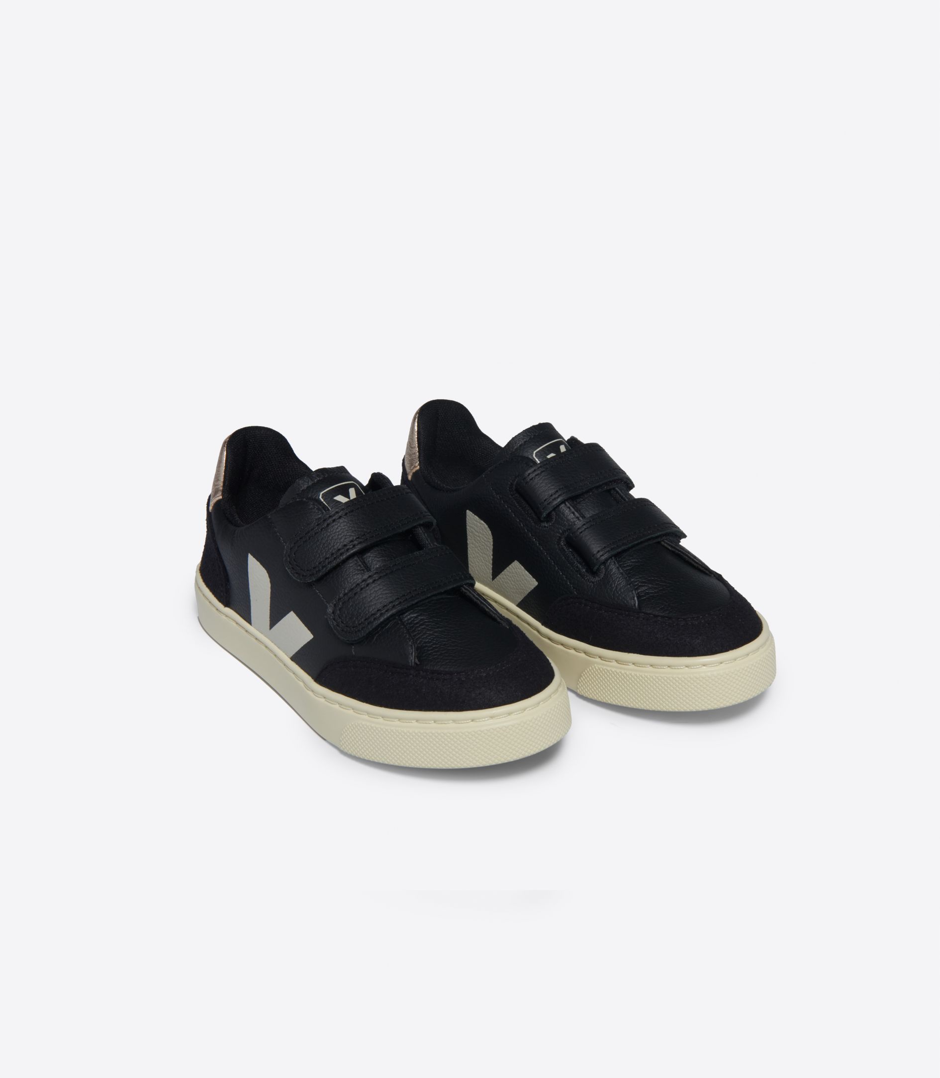 VEJA V-12 LEATHER BLACK WHITE PLATINE | VJ24788