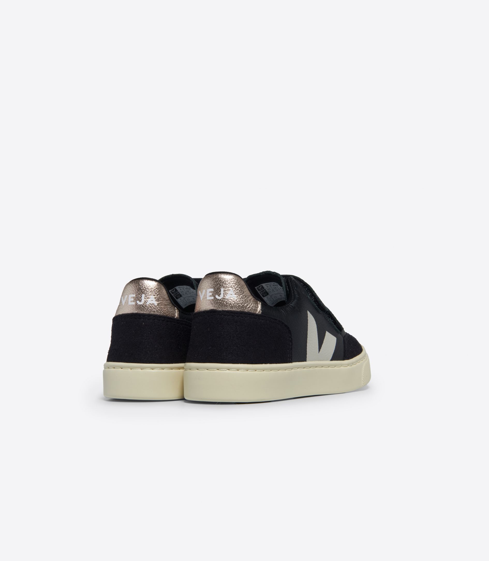 VEJA V-12 LEATHER BLACK WHITE PLATINE | VJ24788