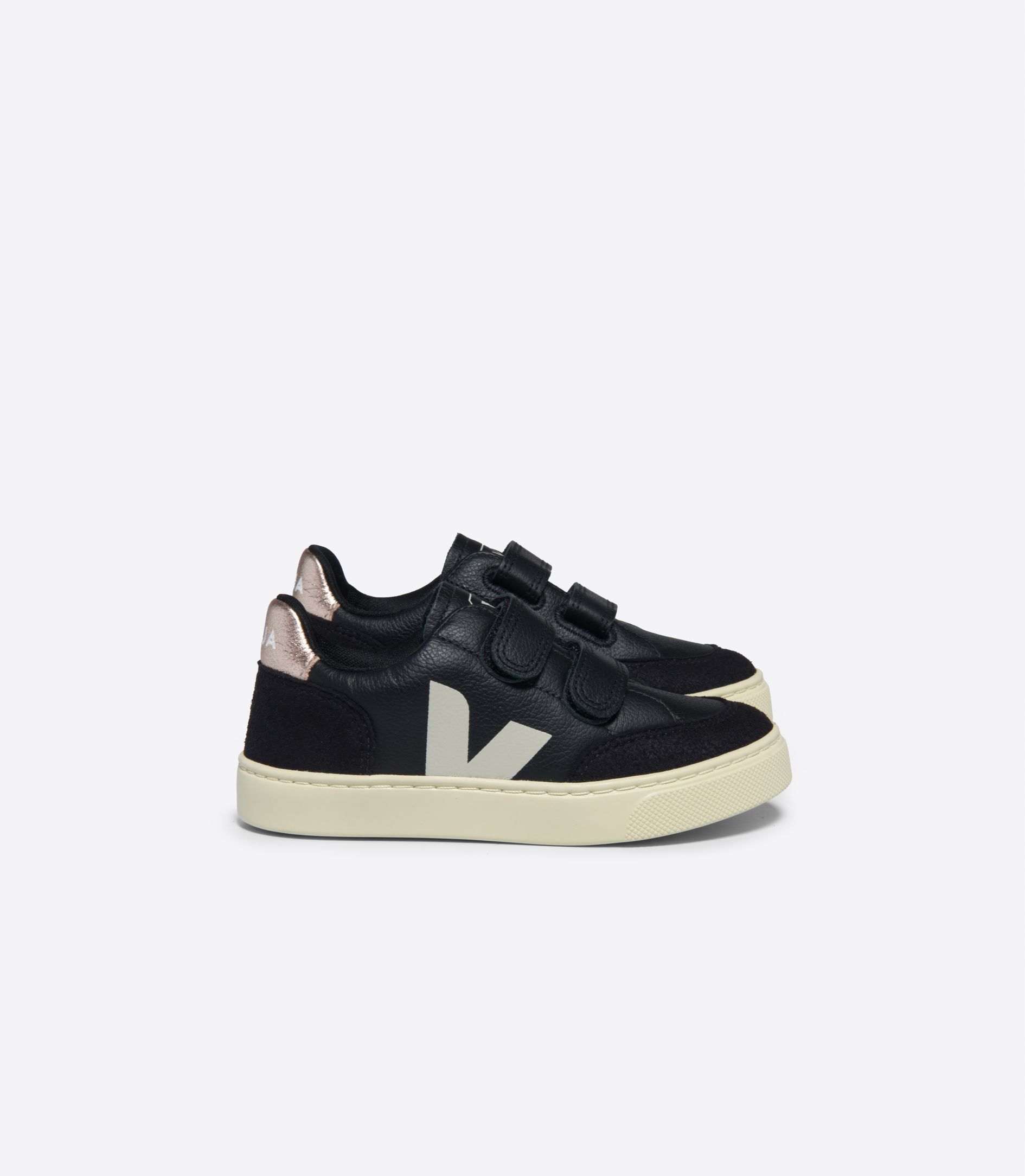 VEJA V-12 LEATHER BLACK WHITE PLATINE | VJ24788