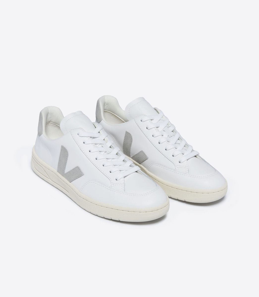 VEJA V-12 LEATHER WHITE LIGHT GREY | VJ24268