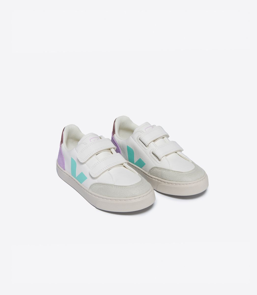 VEJA V-12 LEATHER WHITE MULTICO ORCHID | VJ24886